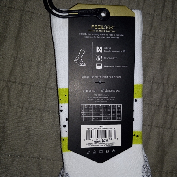 Stance "white man can't jump" Feel360 total comfort cotton socks men's medium - Picture 2 of 5